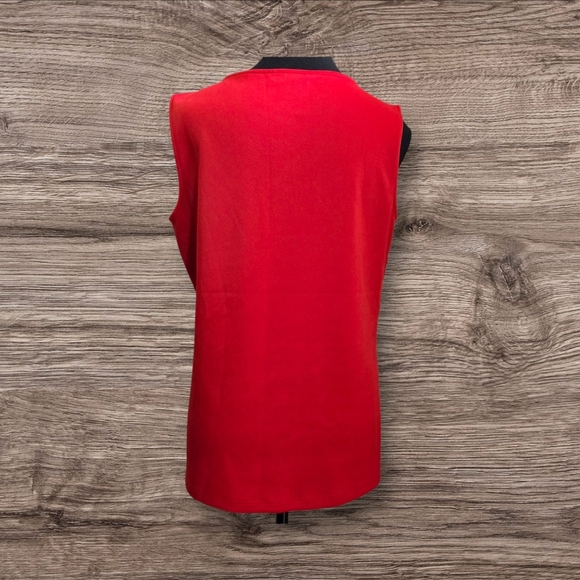 ⭐️Cleo Red Tank Top With Embroidery Overlay Size Med - Picture 2 of 5
